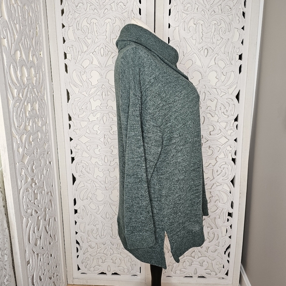 Democracy Green Asymmetrical Side Zip Oversized Tunic Sweater Size L - Picture 5 of 11